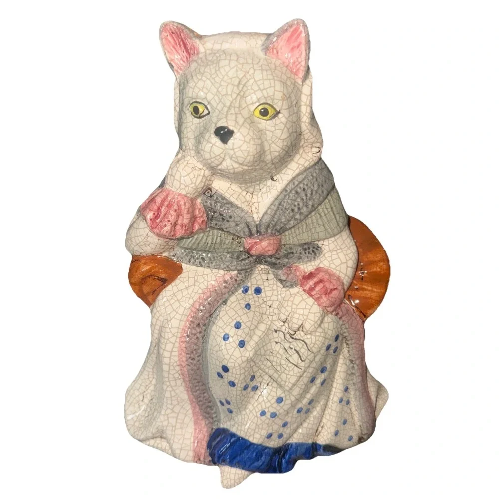 Cat Ceramic Crackle Finish Decorative Figurine 10